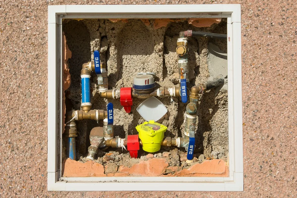Water meter and plumbing fittings, a common source of household leaks in East Texas