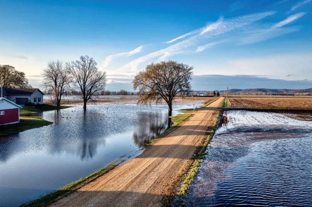 Flash flooding across a Texas road after intense rainfall